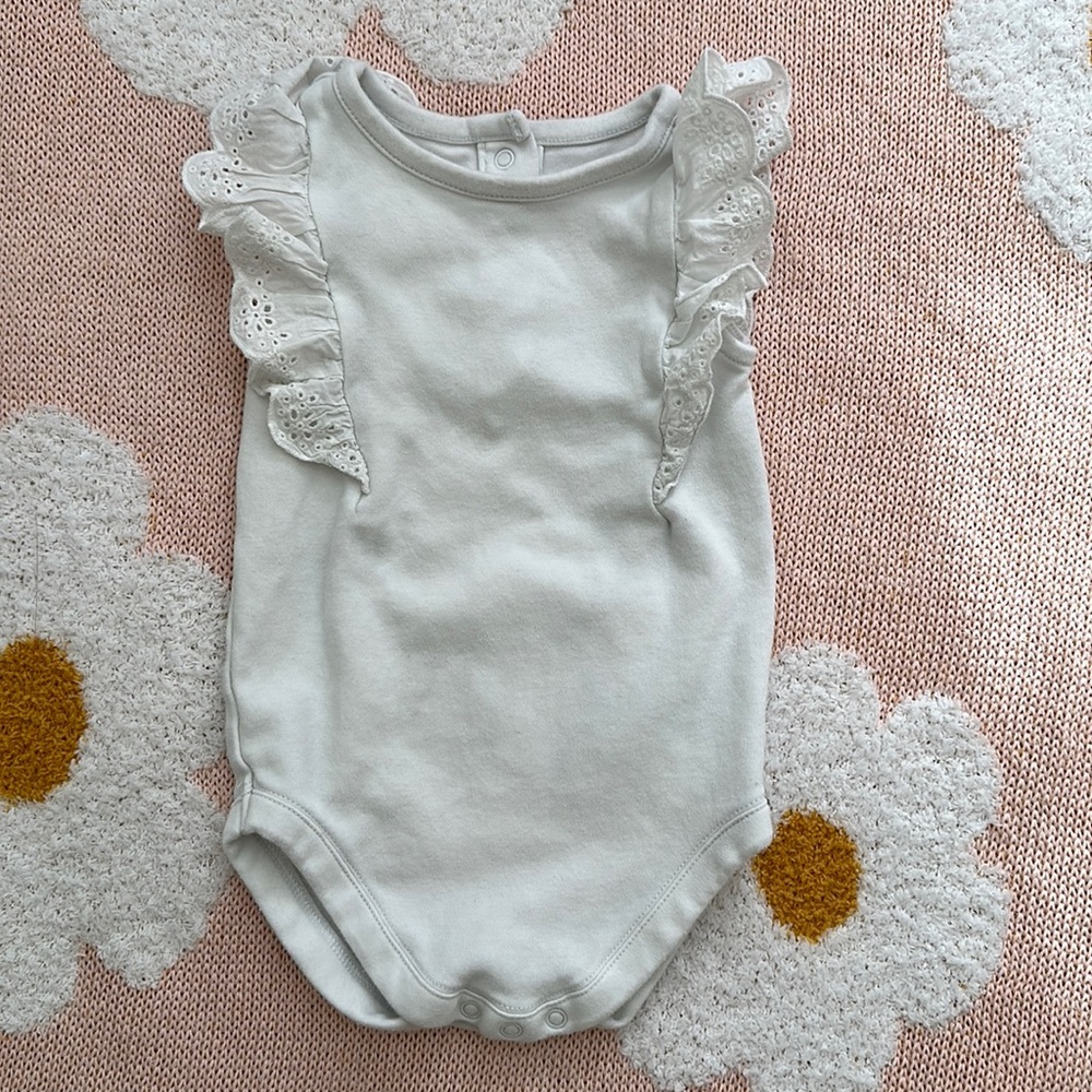 White ruffle onesie